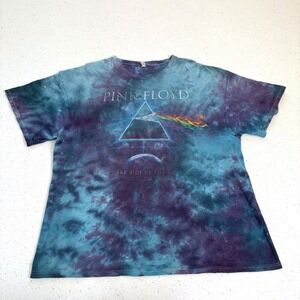 Pink Floyd Dark Side the Moon Prism Rainbow Tie Dye Concert Tee XL Rock Shirt